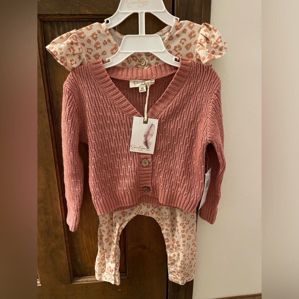 Jessica Simpson 18M Pink Leopard Jumpsuit with Sweater
